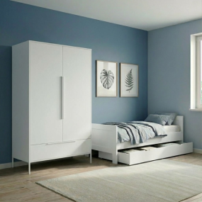 Born Lucky Tienerkamer Noel Wit 2 Delig Met Bed Met Lade Met Santiago Kledingkast