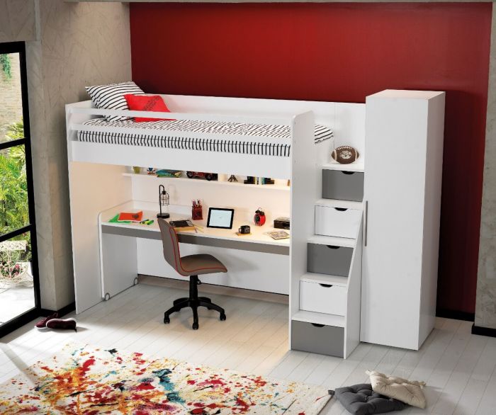 Neo Hoogslaper Met Bureau En Kast 1 Deurs Grijs | Baby \u0026 Tiener Megastore