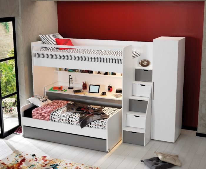 voor wijsheid Liever Neo Stapelbed Met Lade + Kast Wit Grijs | Baby & Tiener Megastore