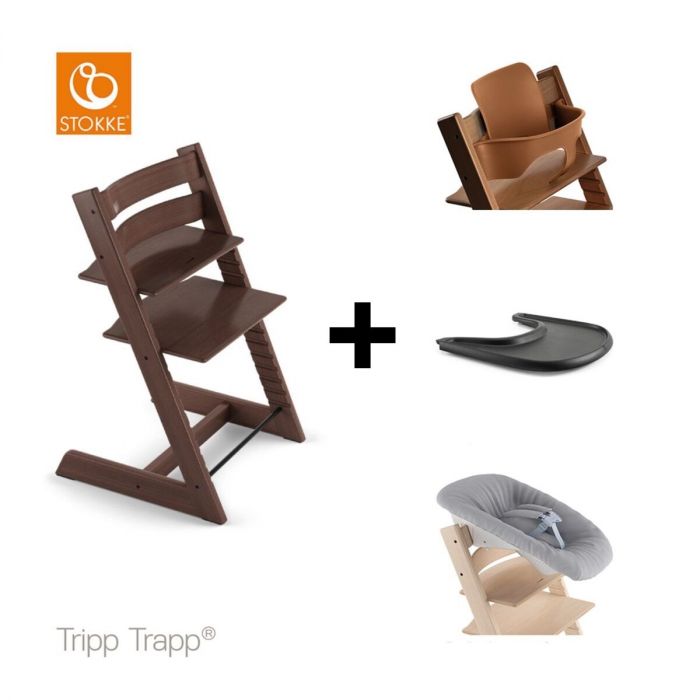 Stokke® Kinderstoel Tripp Trapp® Walnut + Newborn Set™ Set™ + Tray™ Baby & Tiener Megastore