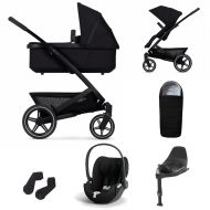 Joolz Geo3 Kinderwagen 3 In 1 Brilliant Black Met Cybex Autostoel Cloud T + Isofix Base + Autostoel Adapters + Voetenzak
