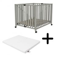 Bebies First Opvouwbare Baby Box Met Wieltjes Sarah Clay 76 x 95 cm Met Matras