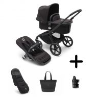 Bugaboo Kinderwagen 3 In 1 Fox 5 Compleet Black Midnight Black + Verzorgingstas + Voetenzak + Cupholder