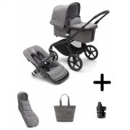 Bugaboo Kinderwagen 2 In 1 Fox 5 Compleet Black Grey Melange + Verzorgingstas + Voetenzak + Cupholder