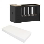 Cabino Combi Ledikant Memphis Zwart Eiken Met Matras