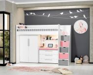 Neo Hoogslaper Met Kledingkast + Ladekast Roze