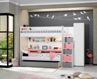 Neo Stapelbed Met Lade + Kast Wit Roze