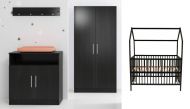 Cabino Babykamer Tucson Zwart Met Baby Bed Ivy 3 Delig
