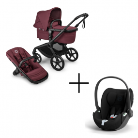 Bugaboo Kinderwagen 3 in 1 Fox 5 Renew Complete Black | Dark Cherry + Cybex Autostoel Groep 0 Cloud T I Size Sepia Black