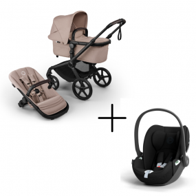 Bugaboo Kinderwagen 3 in 1 Fox 5 Renew Complete Black | Desert Taupe Melange + Cybex Autostoel Groep 0 Cloud T I Size Sepia Black