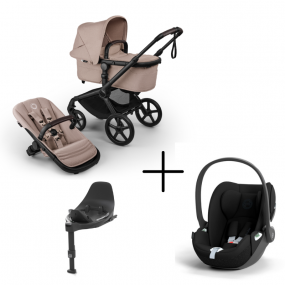 Bugaboo Kinderwagen 3 in 1 Fox 5 Renew Complete Black | Desert Taupe Melange + Cybex Autostoel Groep 0 Cloud T I Size Sepia Black + Draaibare Base T Black