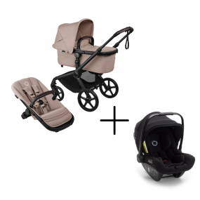 Bugaboo Kinderwagen 3 in 1 Fox 5 Renew Complete Black | Desert Taupe Melange + Bugaboo Autostoel Groep 0 Turtle Air by Nuna Black