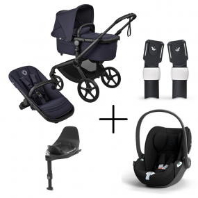 Bugaboo Kinderwagen 3 in 1 Fox 5 Renew Complete Black | Deep Indigo + Cybex Autostoel Groep 0 Cloud T I Size Sepia Black + Draaibare Base T Black + Autostoel adapters