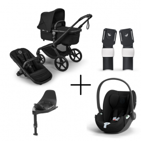 Bugaboo Kinderwagen 3 in 1 Fox 5 Renew Complete Black | Heritage Black + Cybex Autostoel Groep 0 Cloud T I Size Sepia Black + Draaibare Base T Black + Autostoel adapters