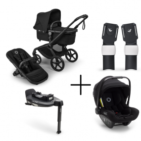 Bugaboo Kinderwagen 3 in 1 Fox 5 Renew Complete Black | Heritage Black + Bugaboo Autostoel Groep 0 Turtle Air by Nuna Black + Draaibare Isofix Base 360 + Autostoel adapters