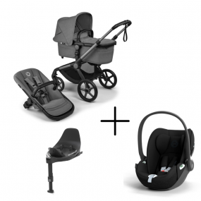 Bugaboo Kinderwagen 3 in 1 Fox 5 Renew Complete Graphite | Moon Grey + Cybex Autostoel Groep 0 Cloud T I Size Sepia Black + Draaibare Base T Black
