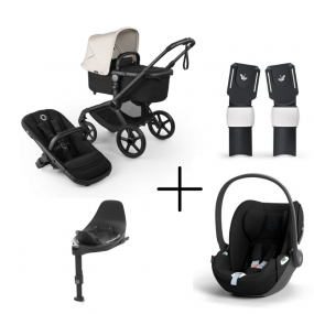Bugaboo Kinderwagen 3 in 1 Fox 5 Renew Complete Black | Heritage Black Misty White + Cybex Autostoel Groep 0 Cloud T I Size Sepia Black + Draaibare Base T Black + Autostoel adapters