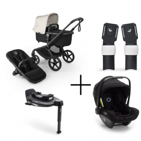 Bugaboo Kinderwagen 3 in 1 Fox 5 Renew Complete Black | Heritage Black Misty White + Bugaboo Autostoel Groep 0 Turtle Air by Nuna Black + Draaibare Isofix Base 360 + Autostoel adapters
