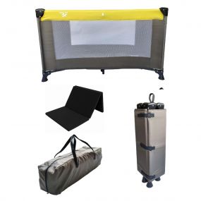 Bebies First Campingbedje / Reisbed Taupe Inclusief Transporttas + Matras 