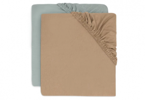 Jollein Hoeslaken Jersey 40/50x80/90cm Sea Green/Biscuit (2pack)