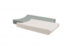Jollein Aankleedkussenhoes Badstof 50x70cm Sea Green/Ivory - 2 Stuks