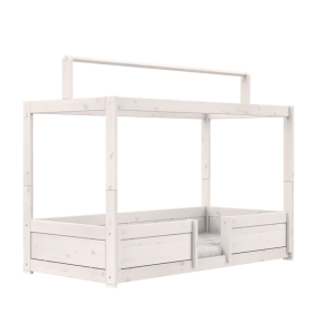 LIFETIME 4-in-1 Bed met Dakframe voor Stofdak met Standaard Lattenbodem Whitewash