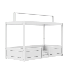 LIFETIME 4-in-1 Bed met Dakframe voor Stofdak met Deluxe Lattenbodem Wit