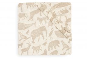 Jollein Hoeslaken Jersey Meegroei Ledikant 70 x 140 cm Animals Nougat