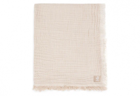Jollein Deken Wieg 75x100cm Fringe Stripe Biscuit/Ivory GOTS
