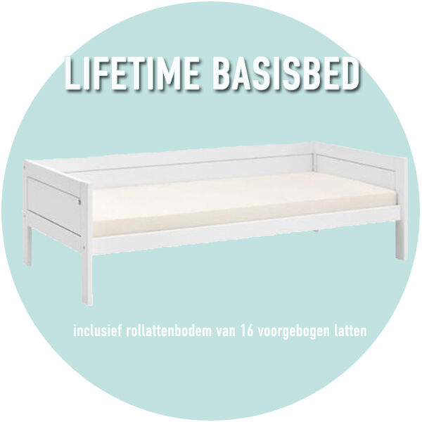 LIFETIME Original Eenpersoonsbed met Standaard Lattenbodem Wit 90x200 cm