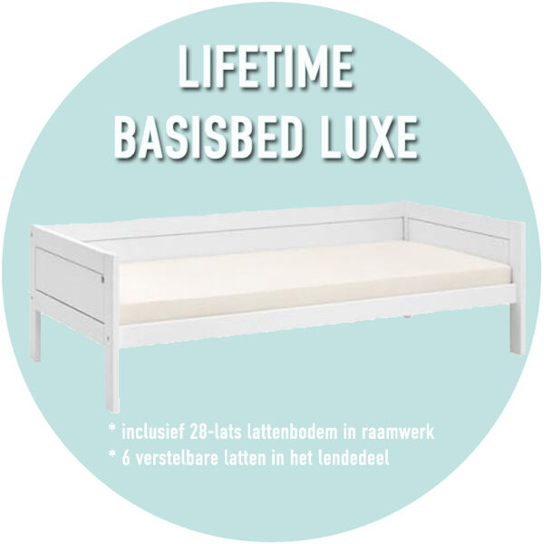 LIFETIME Original Eenpersoonsbed met Deluxe Lattenbodem Wit 90x200 cm