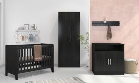 Cabino Babykamer Tucson Zwart Met Baby Bed Zoe 3 Delig