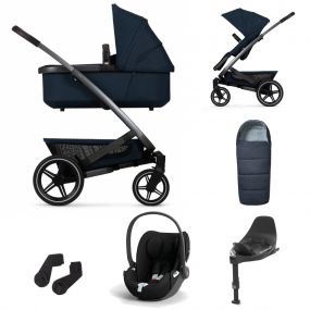 Joolz Geo3 Kinderwagen 3 In 1 Navy Blue Met Cybex Autostoel Cloud T + Isofix Base + Autostoel Adapters + Voetenzak