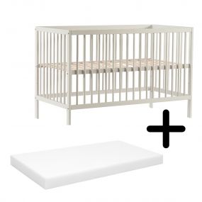 Cabino Baby Bed Mees Wit 60 x 120 cm Met Matras 