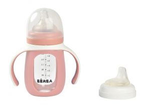 Beaba 2 In 1 Glazen Meegroeifles 210 ml Old Pink