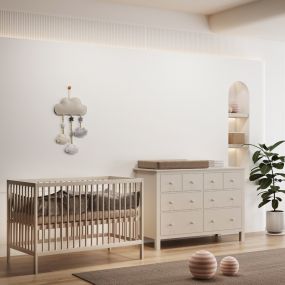 Cabino Babykamer Clay 2 Delig Baby Bed Mees + Commode Bretagne