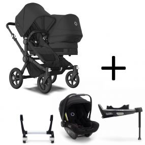 Bugaboo Donkey 5 Duo Kinderwagen 3 In 1 Black Midnight Black + Isofix Base