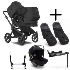 Bugaboo Donkey 5 Duo Kinderwagen 3 In 1 Black Midnight Black + Isofix Base + Voetenzak