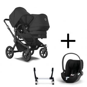 Bugaboo Donkey 5 Duo Kinderwagen 3 In 1 Black Midnight Black Met Cybex Cloud T Groep 0 Autostoel