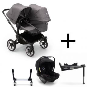 Bugaboo Donkey 5 Duo Kinderwagen 3 In 1 Graphite Grey Melange + Isofix Base