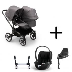 Bugaboo Donkey 5 Duo Kinderwagen 3 In 1 Graphite Grey Melange Met Cybex Cloud T Groep 0 Autostoel + Isofix Base