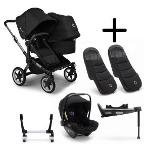 Bugaboo Donkey 5 Duo Kinderwagen 3 In 1 Graphite Midnight Black + Isofix Base + Voetenzak