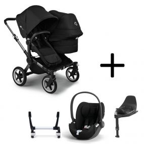 Bugaboo Donkey 5 Duo Kinderwagen 3 In 1 Graphite Midnight Black Met Cybex Cloud T Groep 0 Autostoel + Isofix Base