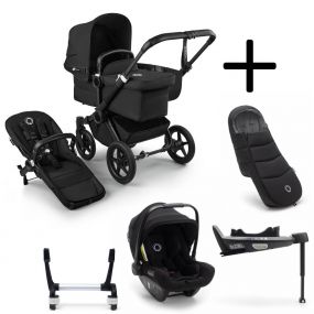 Bugaboo Donkey 5 Mono Kinderwagen 3 In 1 Black Midnight Black + Isofix Base + Voetenzak