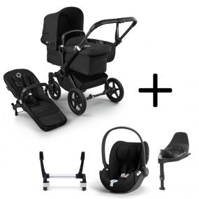 Bugaboo Donkey 5 Mono Kinderwagen 3 In 1 Black Midnight Black Met Cybex Cloud T Groep 0 Autostoel + Isofix Base
