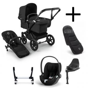 Bugaboo Donkey 5 Mono Kinderwagen 3 In 1 Black Midnight Black Met Cybex Cloud T Groep 0 Autostoel + Isofix Base + Voetenzak