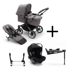Bugaboo Donkey 5 Mono Kinderwagen 3 In 1 Graphite Grey Melange + Isofix Base