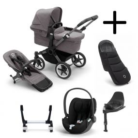 Bugaboo Donkey 5 Mono Kinderwagen 3 In 1 Graphite Grey Melange Met Cybex Cloud T Groep 0 Autostoel + Isofix Base + Voetenzak