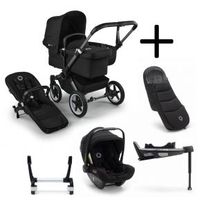 Bugaboo Donkey 5 Mono Kinderwagen 3 In 1 Graphite Midnight Black + Isofix Base + Voetenzak
