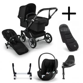 Bugaboo Donkey 5 Mono Kinderwagen 3 In 1 Graphite Midnight Black Met Cybex Cloud T Groep 0 Autostoel + Isofix Base + Voetenzak